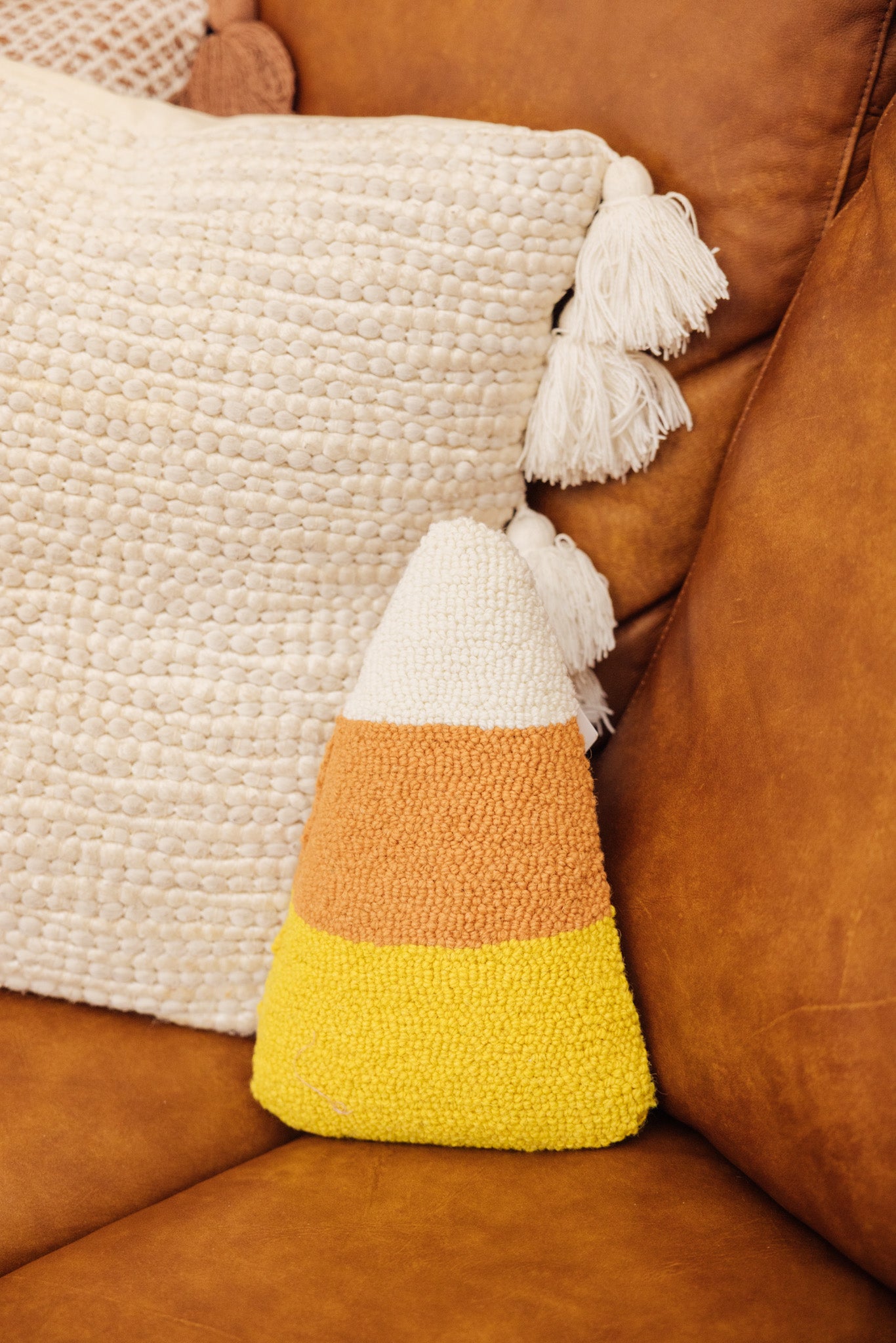 Shaped Candy Corn Hook Pillow